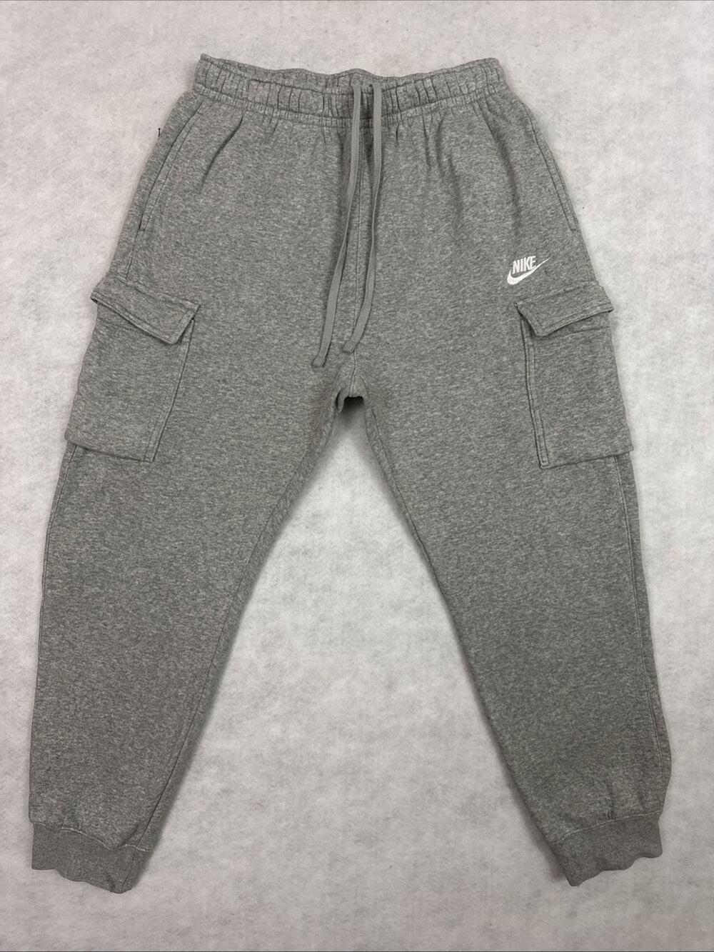 Nike Mens M Cargo Joggers Heather Gray Sportswear Club Fleece Sweatpants - Picture 1 of 9